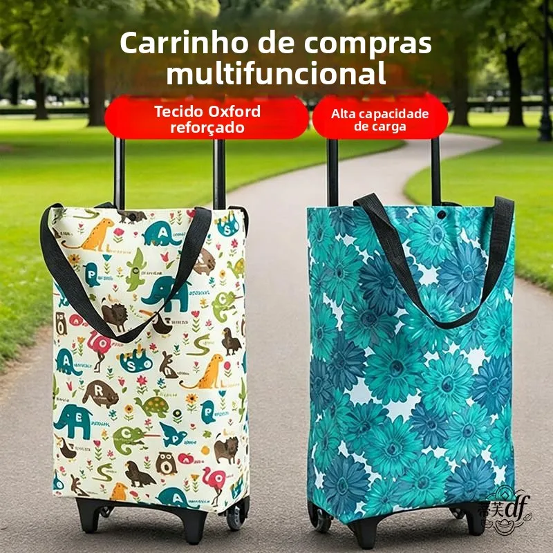 portable-hand-pulled-shopping-cart-with-bag-eco-friendly-double-wheel-stainless-steel-rod-oxford-cloth-material-foldable-design