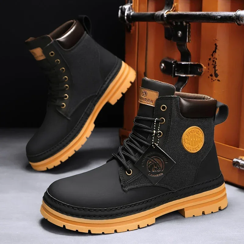 CYYTL Men Boots Winter Casual Shoes Outdoor Anti-slip Designer Luxury Platform Cowboy Chelsea Work Safety Leather Ankle Sneakers