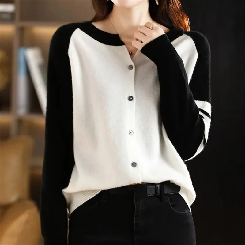 Women Round Neck Stripe Knitted Lady Large Size 5XL Casual Knitting Spring Autumn Femme Fashion Color Blocking Patchwork Sweater