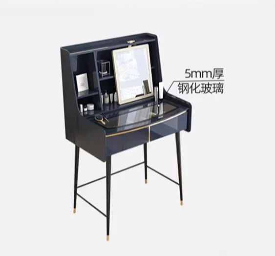

Modern Minimalist Makeup Table Tempered Glass 70cm Dresser Light Luxury Dressing Table Bedroom