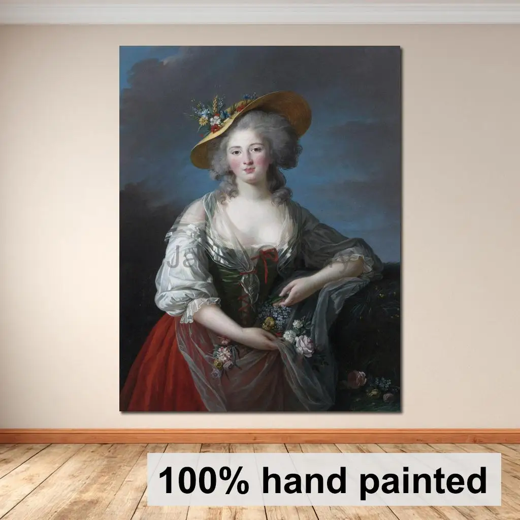 Portrait Oil Painting Elisabeth Vigee Lebrun Madame France Handmade Woman Canvas Art Large Wall Decor for Apartment Living Room