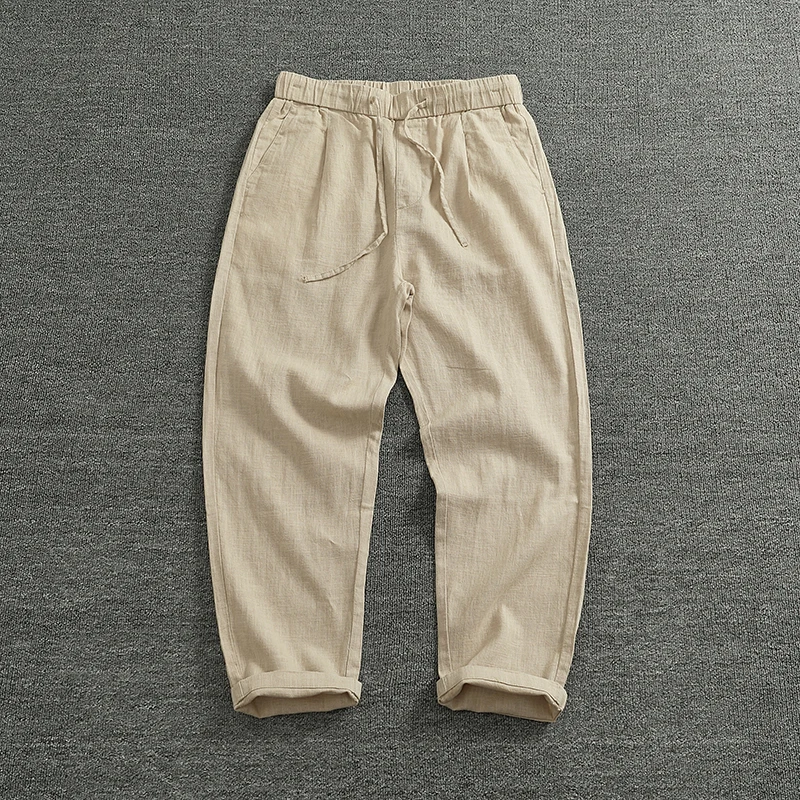 

Retro Japanese Artistic Hemp Men's Loose Straight Tube Cone Pants Cotton Linen Trendy Busin Casual Versatile Long Pants
