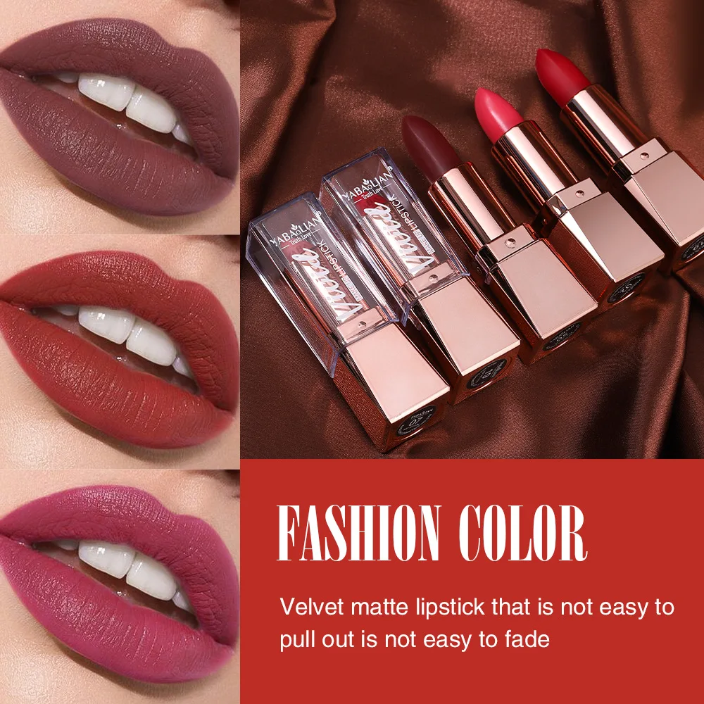 Brick Red Velvet Matte Lipstick Long Lasting Hydrating Non-Smudge Creamy Lip Color Makeup Gift for Women