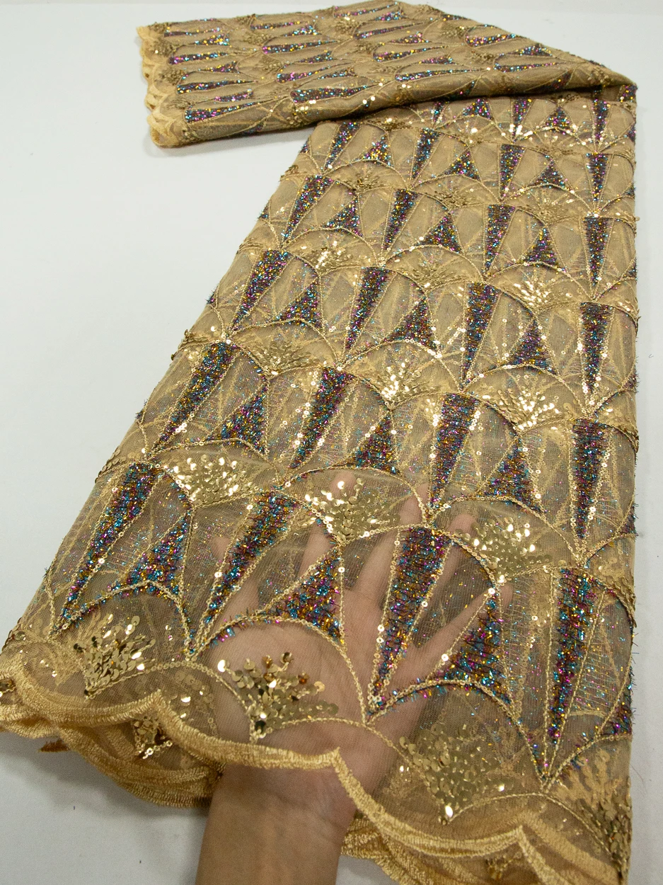 

Blue Tulle Lace 2024 5Yards Latest African French Mesh Lace with Sequins Nigerian Milk Silk Lace Fabric For Sewing PartyTY3811