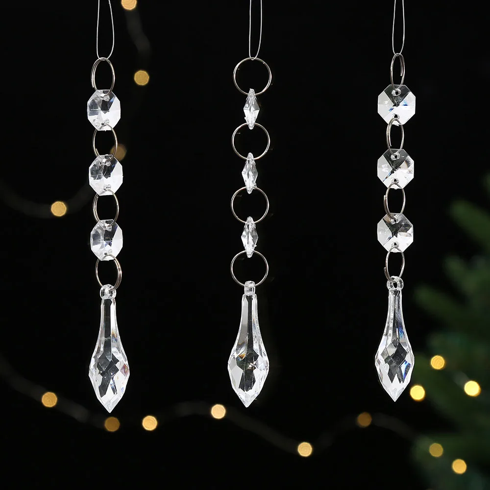 

Camal 10pcs Garland Clear Acrylic Crystal Beads Pendants Chandelier Hanging Curtain Ornaments Chain for Home Wedding Party Decor