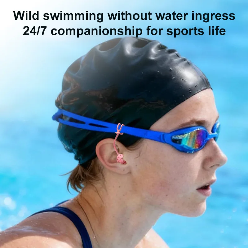 Swimming Earplugs with Rope for Easy Attachment and to Prevent Loss. Three-Layer Sound Insulation. Soft Silicone Earplugs.