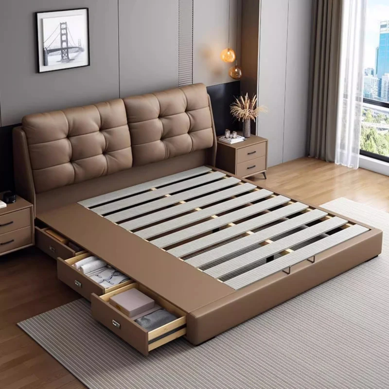 Cheap Cheapest Double Bed Wooden Minimalist Tanning Typical Double Bed Soft Hard Muebles Para El Hogar Bedroom Furniture