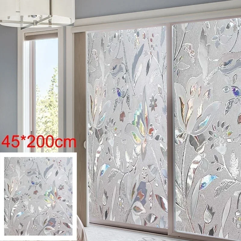

3D Anti-Heat Electrostatic Solar Glass Film UV Film Window Blinding Film Static Opaque Glass Stickers Bathroom Bedroom Kitchen