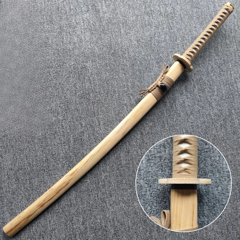 Espadas katana de madeira, 103cm/40.56 polegadas, modelo samurai, adereços com bainha, prática, cosplay, periféricos de treinamento colecionáveis, brinquedo ao ar livre