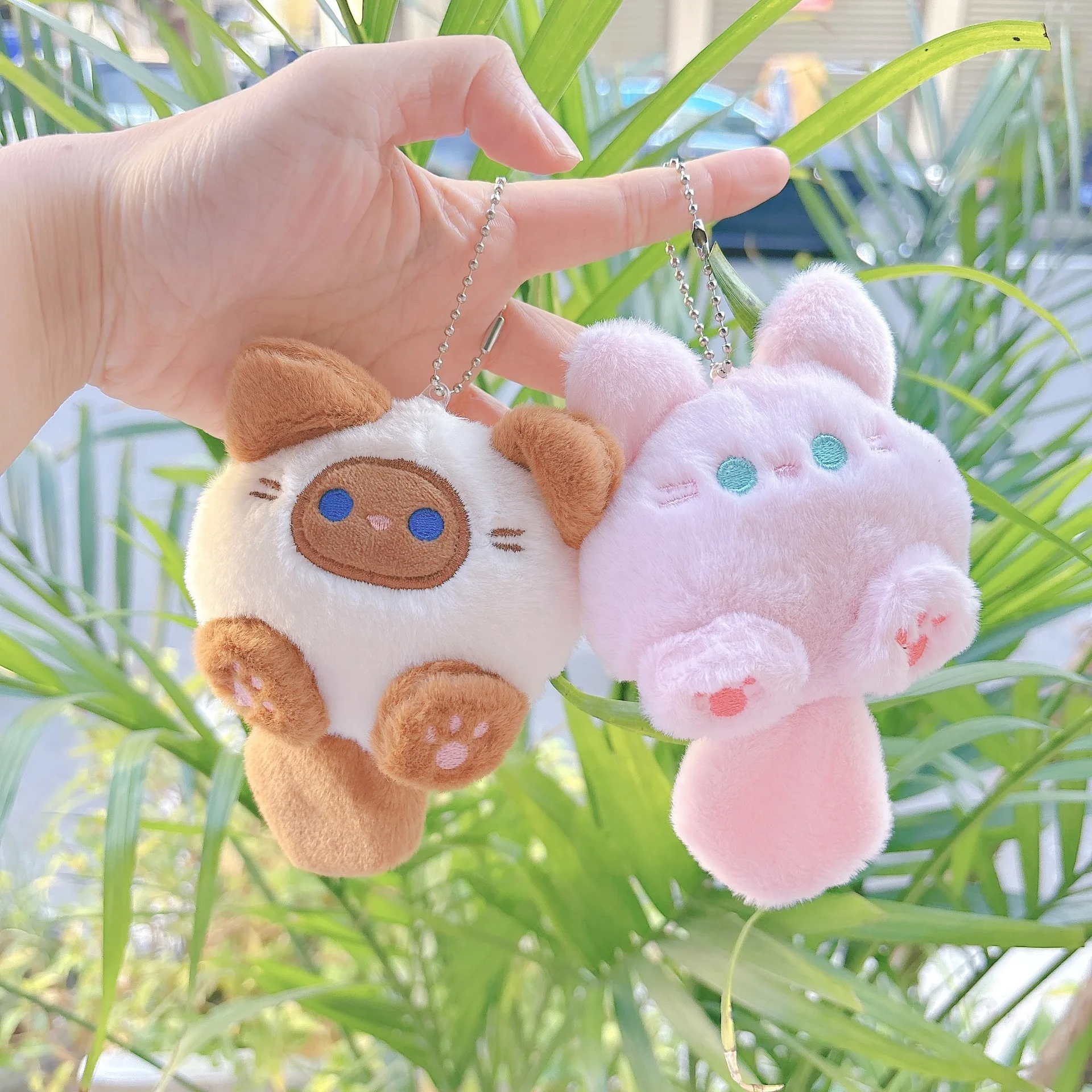 1-20PCS Cute Long Tail Cat Keychain Filling Cat Bag Decoration Fashion Christmas Birthday Gifts Keyring for Keys