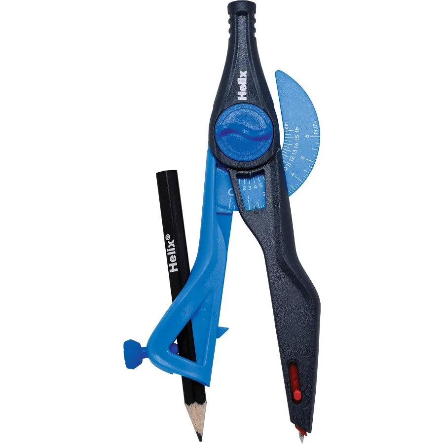 Juego de brújula y transportador de bloqueo de plástico: herramientas de dibujo geométrico de 2 piezas