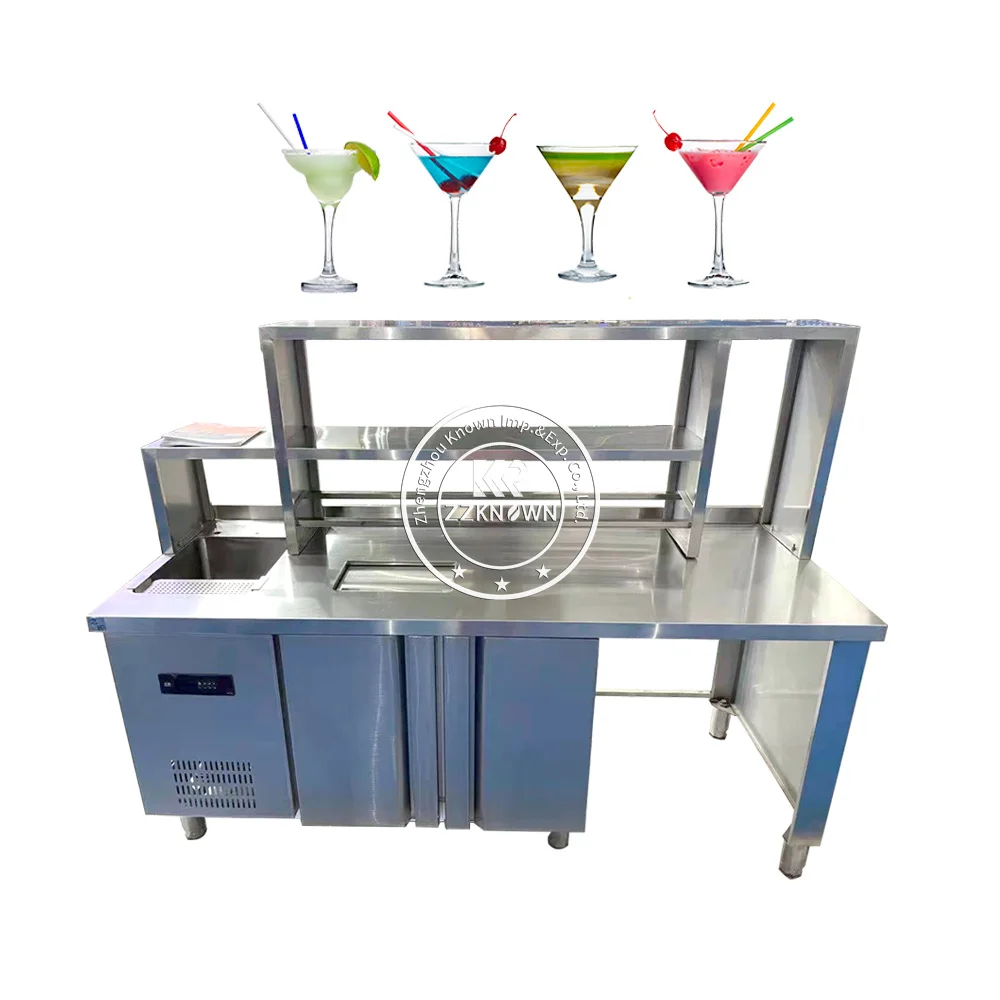 2024 Restaurant Equipment Milk Tea Console Stainless Steel Water Bar Work Table Worktop Counter