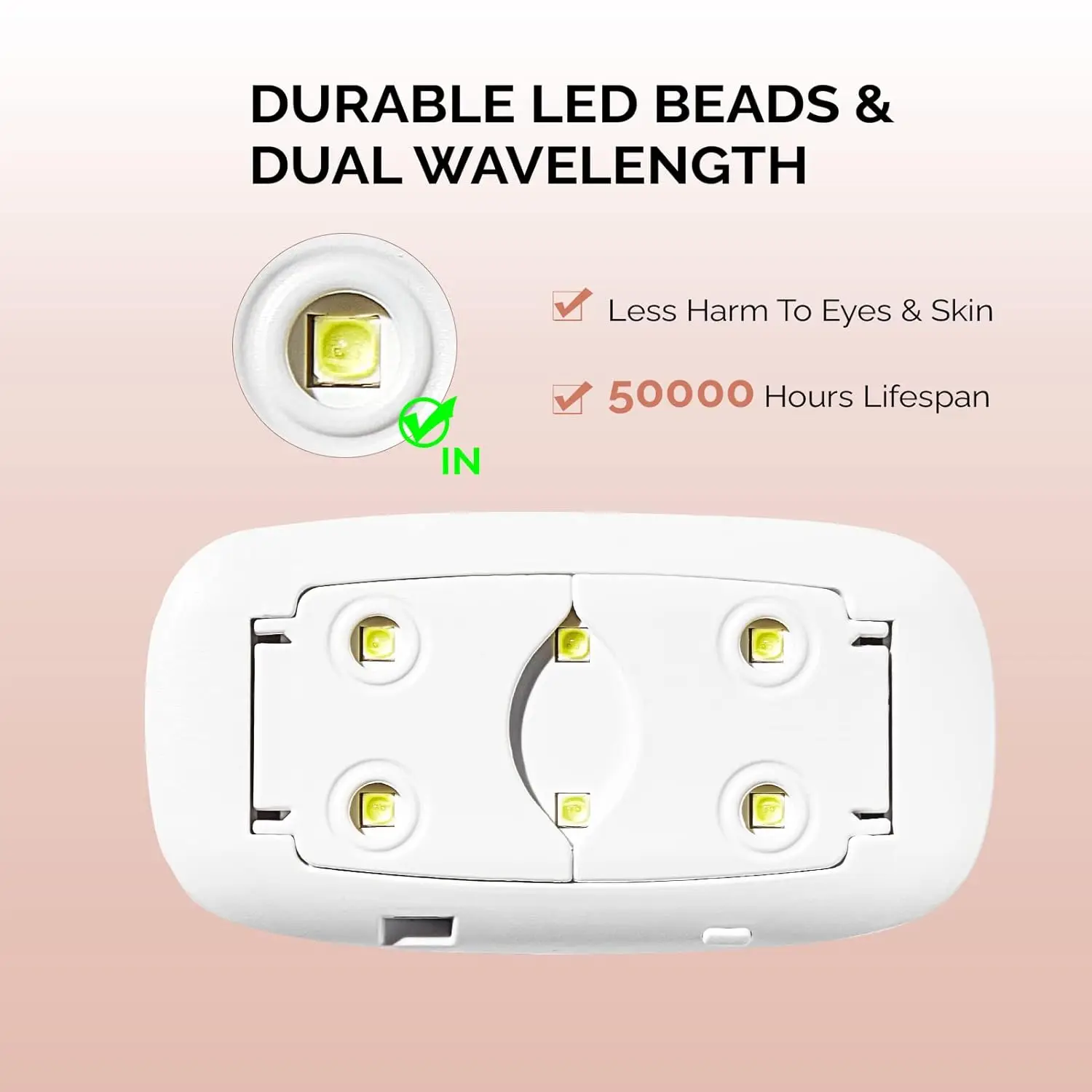 Mini lampada LED UV da 6 W - Essiccatore portatile per unghie con cavo USB per manicure con smalto gel - Luce portatile per polimerizzare