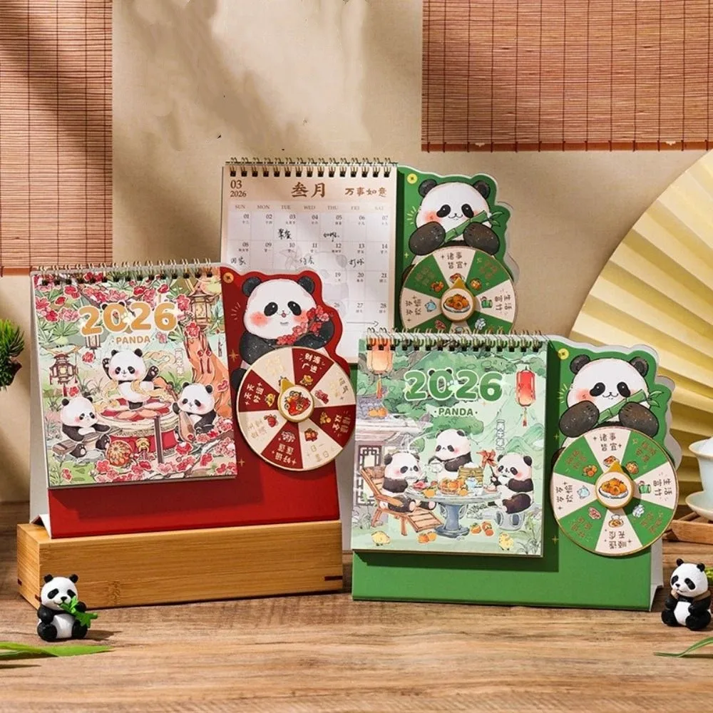 

Cartoon Panda New Year Desktop Calendar Tear-away Double Coil Rotary Table Calendar Thick 3D Memo Desk Calendar Student