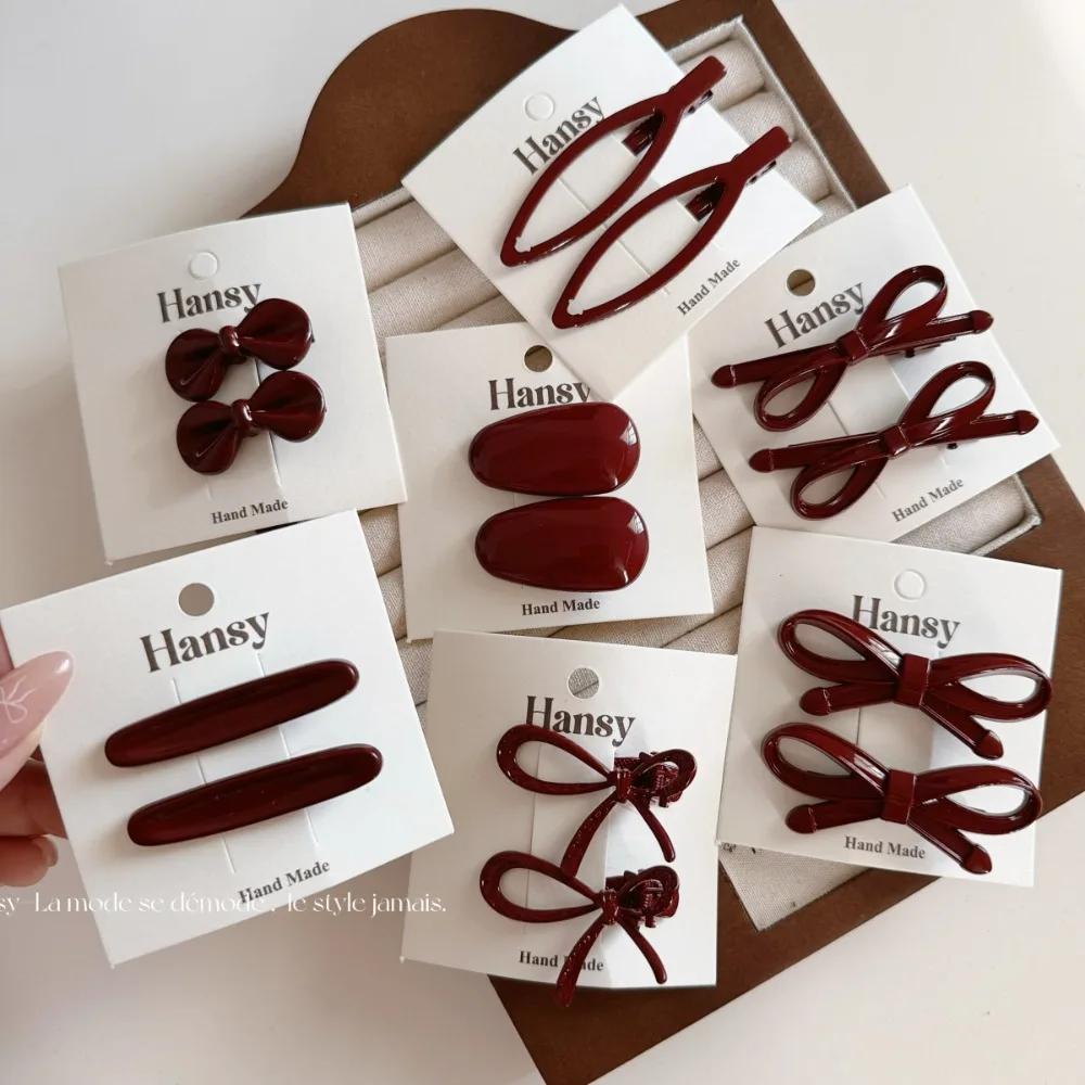 

Красная заколка-бантик для волос, зажим-«утиный клюв» для укладки непослушных прядей и челки, милые и нежные заколки для девочек, нескользящий аксессуар для волос