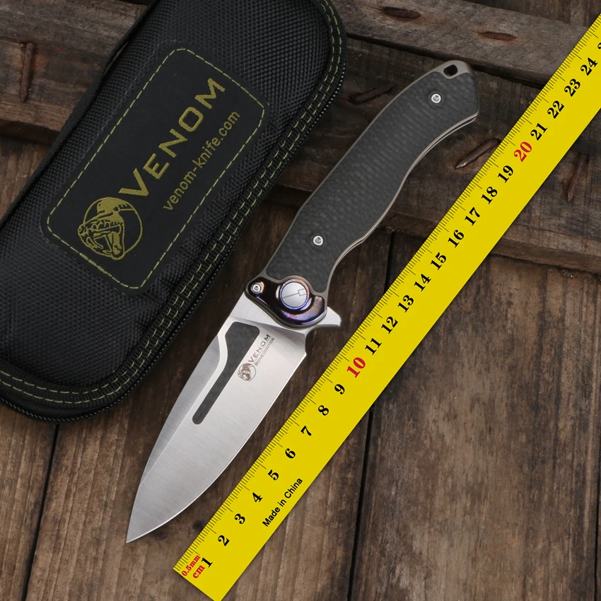 

Venom Bone Doctor M390 Blade Folding Knife Titanium CF Timascus Handle Fast Open Outdoor Hunting Pocket Gift Collect