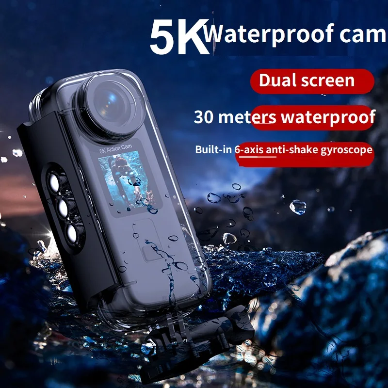 4K 5K WiFi Anti-shake Action Camera Dual Screen 30m Waterproof TouchScreen Sport Camera for Travel Video Recorder Diving Bodycam
