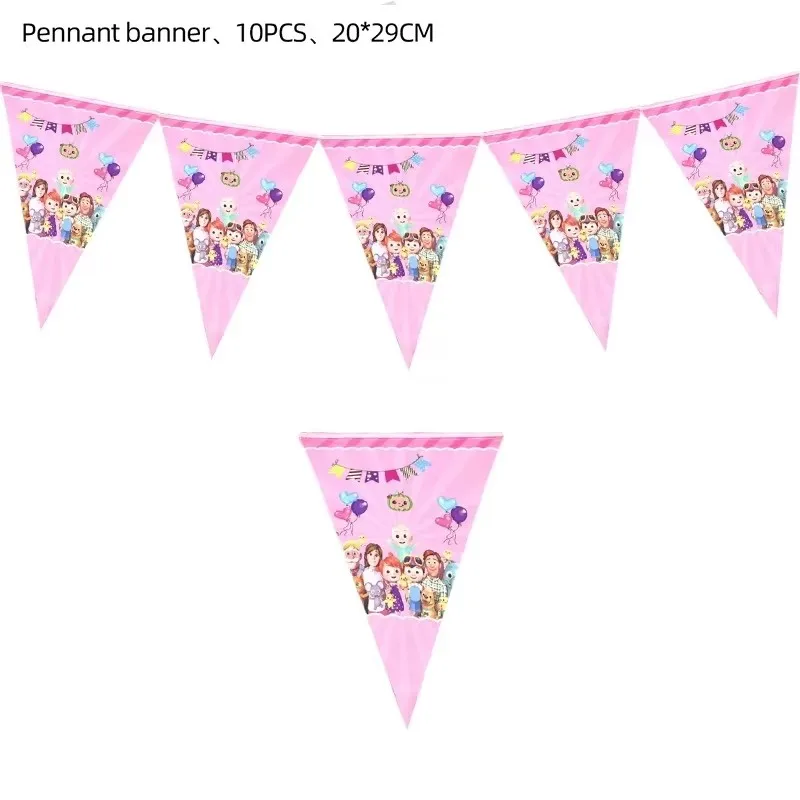 Cartoon Familie Cocomelon Happy Birthday Party Deko-Set Tischdecke Teller Becher Geschenk Ballon Kuchen-Set Kinder-Party-Zubehör – Detail 8