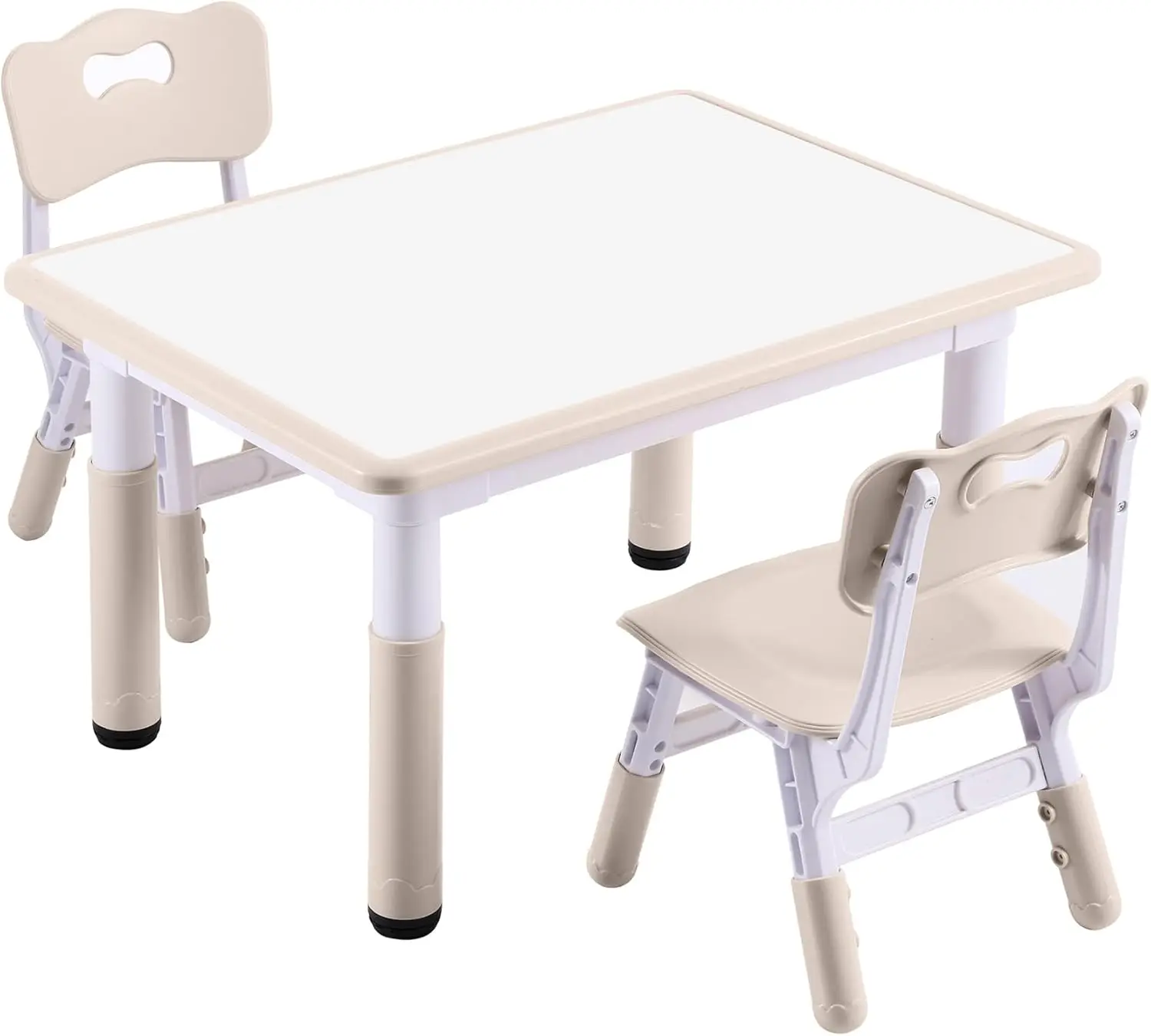 Height-Adjustable Toddler Table and Chair Set with Graffiti Desktop, 31.5''L x 23.6''W Children Activity Table for Daycare, Clas