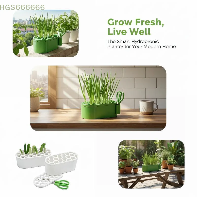 

Hydroponic Pot with Precision Scissors for Regrowing Scallions and Garlic Eco-Friendly Design
