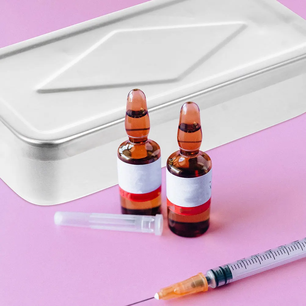 

2pcs Aluminum Needle With Lid Storage Case For Acupuncture Portable Medical Container Needle