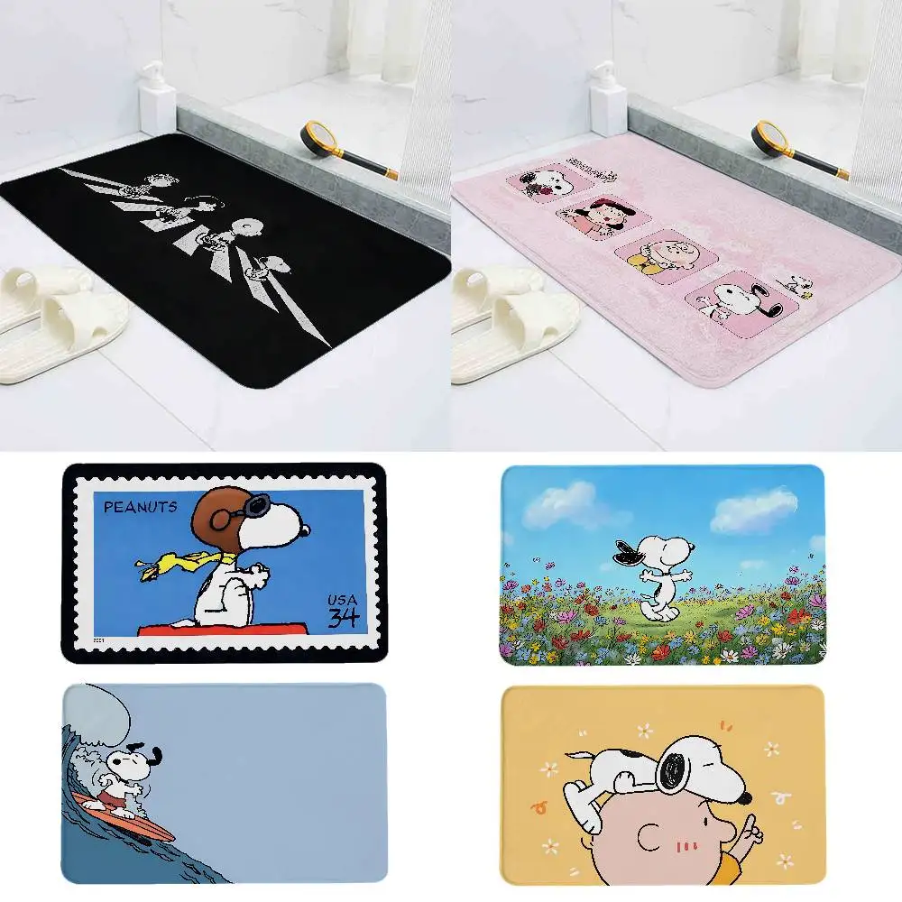 Tapis de sol S-Snoopy-S mignon, tapis de buanderie pour la maison, tapis antidérapant pour la décoration du salon, tapis d'entrée