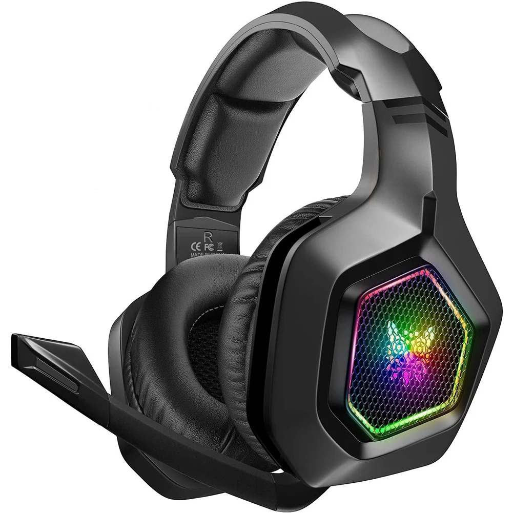 Onikuma Gaming Headset for PS4 PC Xbox One, Wired Gaming Headphones with RGB Light and Microphone for Switch, Laptop(Black)