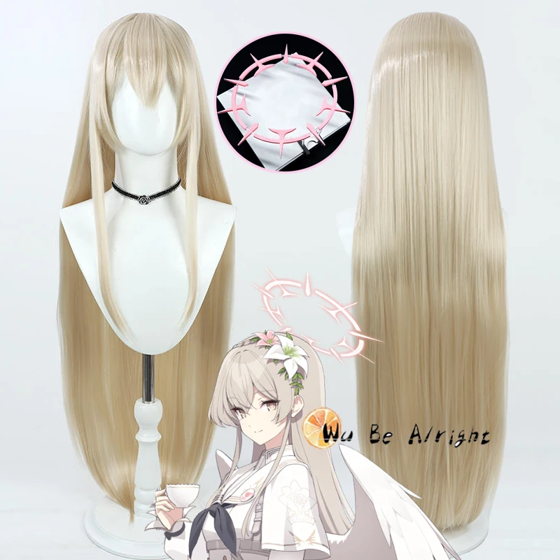 

Game Kirifuji Nagisa Cosplay Blue Archive Cosplay Halo Wigs Synthetic Hair Halloween Party Carnival Role Play Long Straight Hair