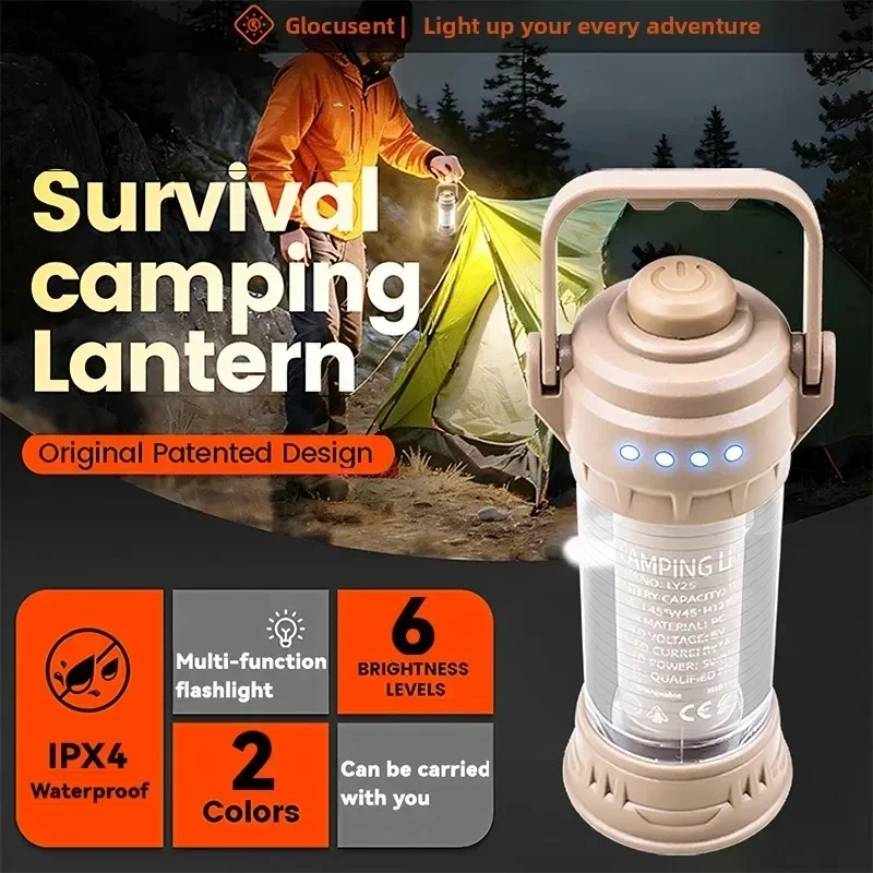 New white, yellow and red three light source ambient camping lights LED outdoor camping long life tent lights
