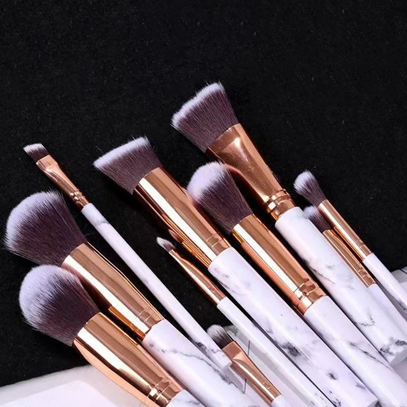 10Pcs Makeup Brush Set Marble Blush Powder Foundation Brush Eye Shadow Concealer Brushes Beauty Cosmetic Make Up Tools Maquiagem