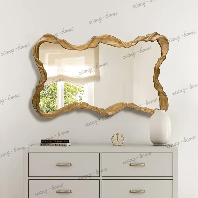 PG French special-shaped wave full-body mirro light luxury full-length mirror entrance wall hanging high-end decorative mirror