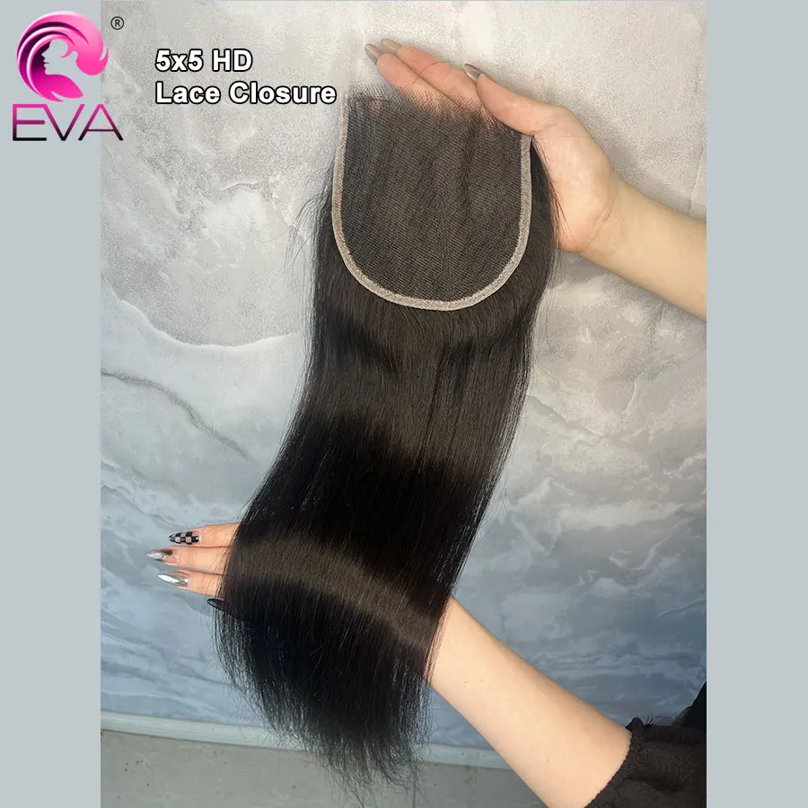 Eva Hair Ultradun HD Kant Voorgeplukt Haarlijn 13x6 HD Kant Frontale Sluiting Huidachtig Echt HD Kant Kleine knopen 5x5 HD Sluitingen