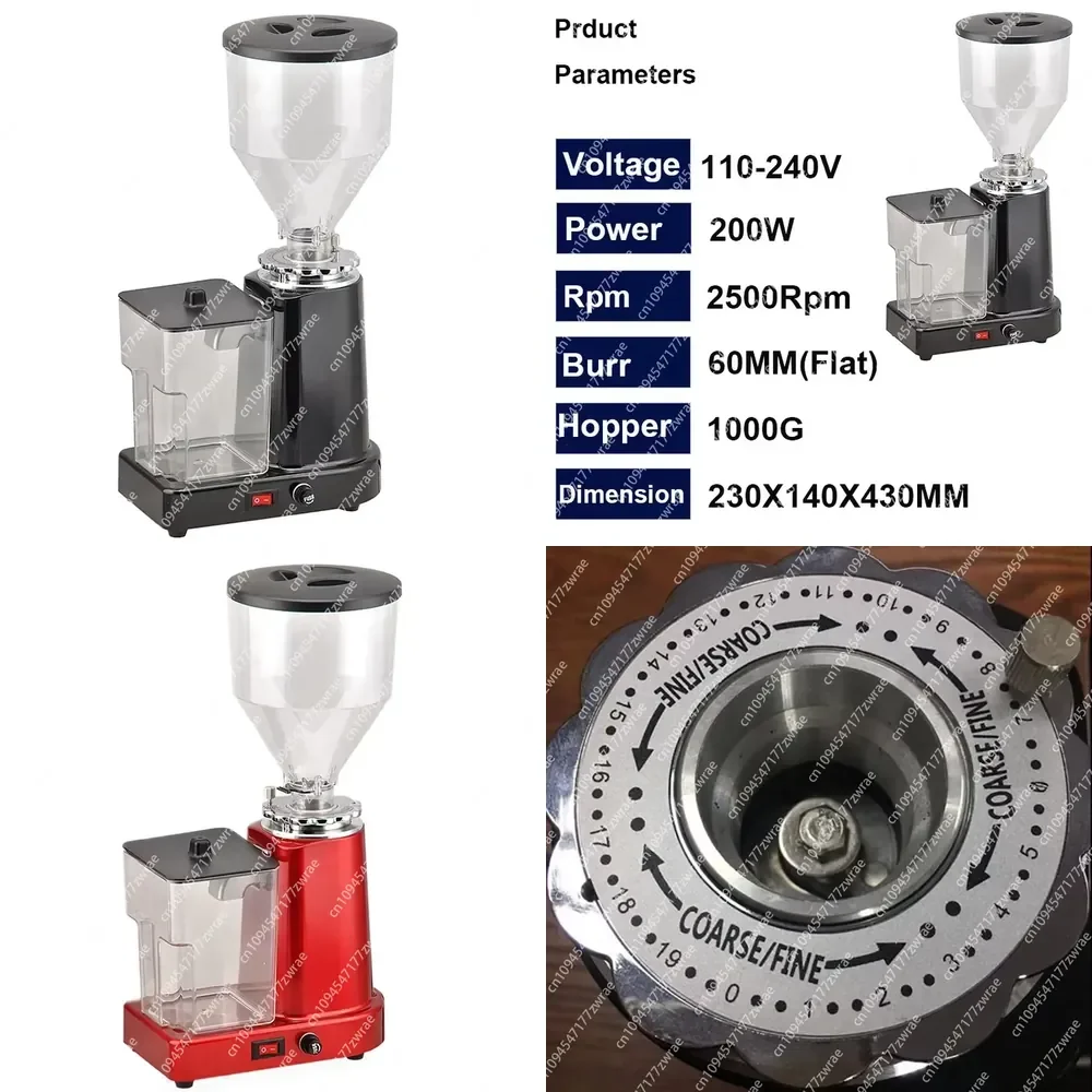 Commercial Electric Coffee Grinder Machine Espresso Coffee Grinder 60mm Flat Burr In Stock