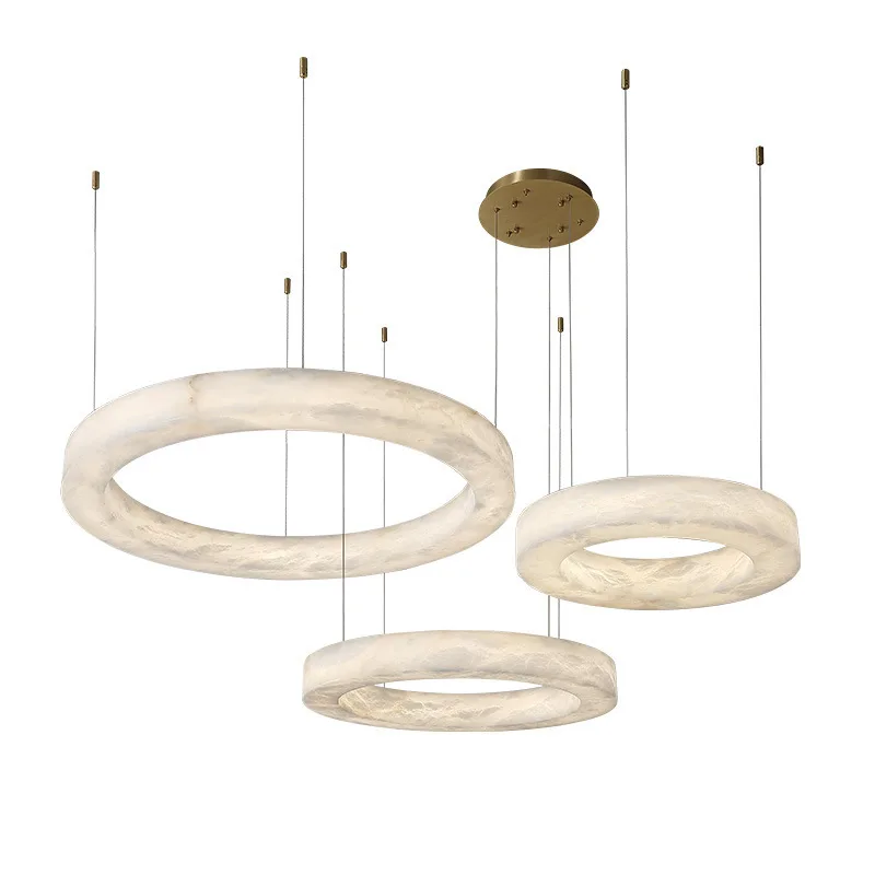 

Living room full copper marble chandelier modern Nordic simple atmosphere bedroom study light luxury designer dining room light