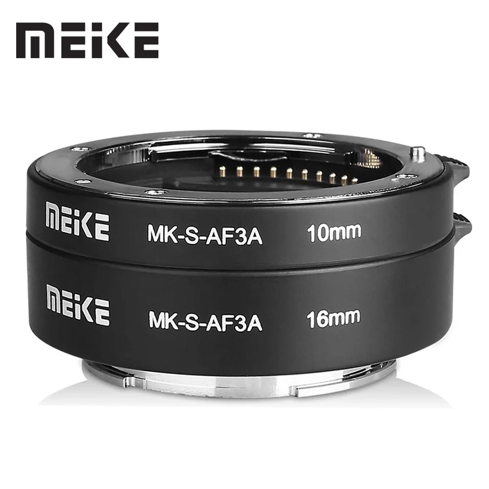 Meike MK-S-AF3A tubo de extensión Macro de enfoque automático de Metal 10mm 16mm para cámara Sony Mirrorless a6300 a6000 a7 a7SII NEX E-Mount