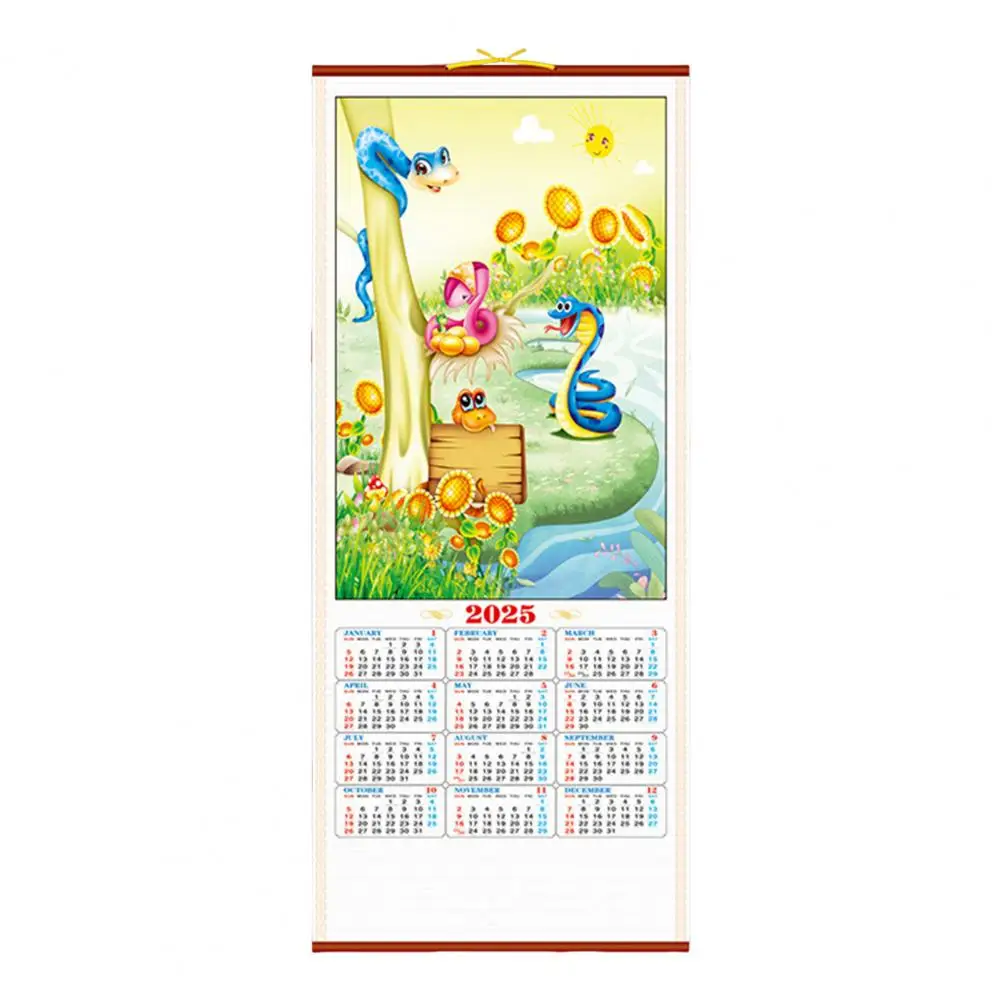 Hanging Shaft Wall Calendar 2025 Chinese Calendar 2025 Chinese New Year Wall Calendar Year of Snake Lunar Monthly for Home