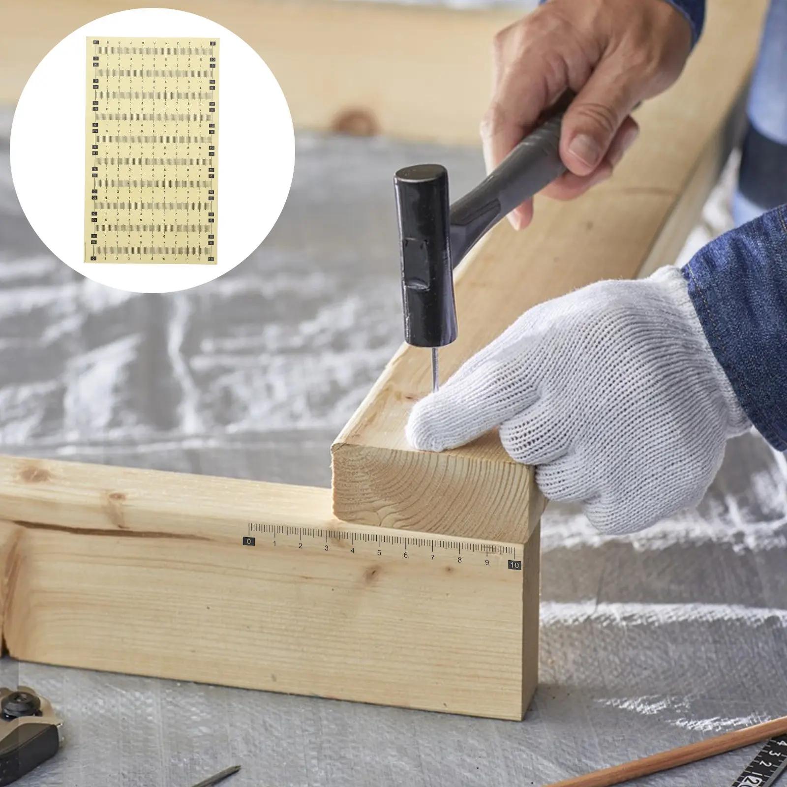 20 Sheet Self Adhesive Scale Ruler Stickers Waterproof Clear Visibility Tape Measure for Woodworking Sewing DIY