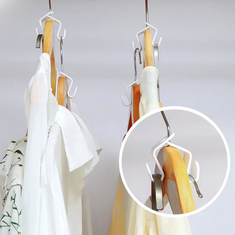 50/5Pcs Clothes Hanger Hooks Space Saving Closet Connector Hook Cascading Hanger Plastic Extender Clips Wardrobe Coat Organizer