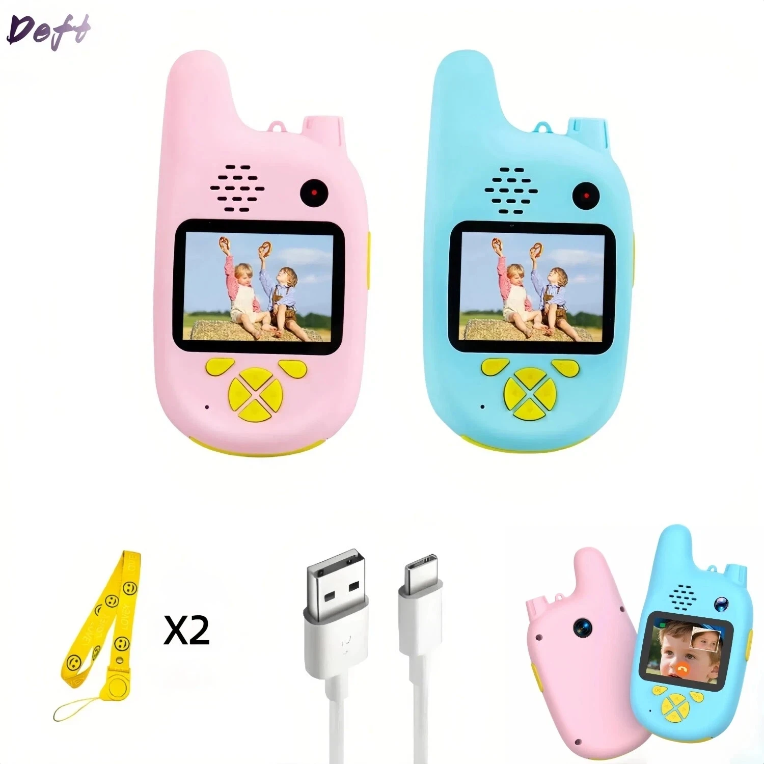 2 SZT. Mini Walkie Talkie dla Początkujących Dzieci, Ładowalne, 1500mAh, Przenośne Radio 3km, Interkom, Zabawki na Halloween dla Dzieci, Prezenty