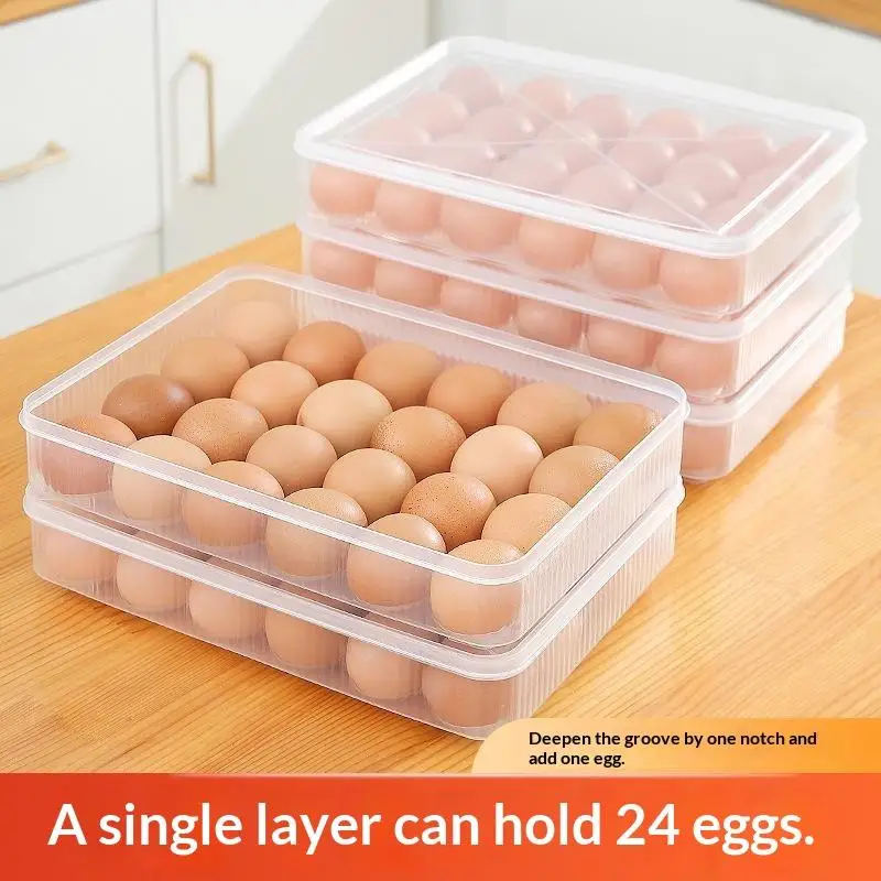 Plastic Egg Storage Box With Lid Fridge Kitchen Egg Holder Tray Home Use Fresh Preservation