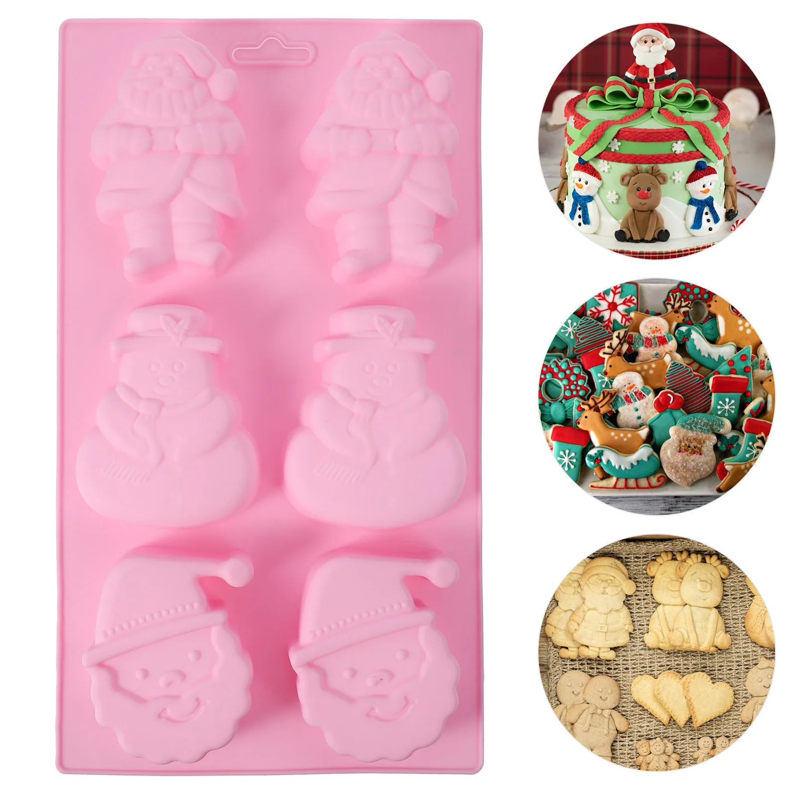 

2 Pcs Christmas Fondant Molds Baking Cookies Pans Snowman Cake Silicone Chocolate for