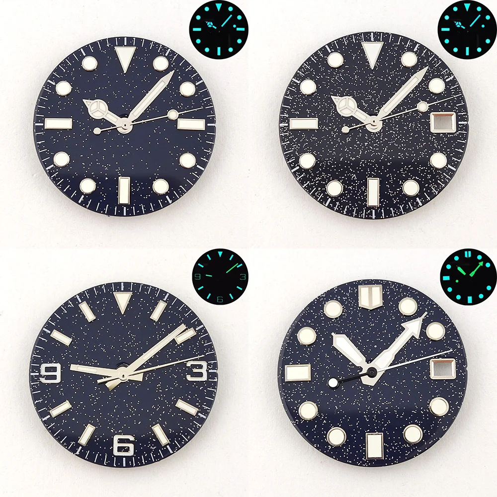 28.5mm Dial NH35 Dial High Quality Starry Sky Dial Glossy Dial Dark Blue NH36 Dial With Hands Watch Parts Fit NH35/NH36 Movement