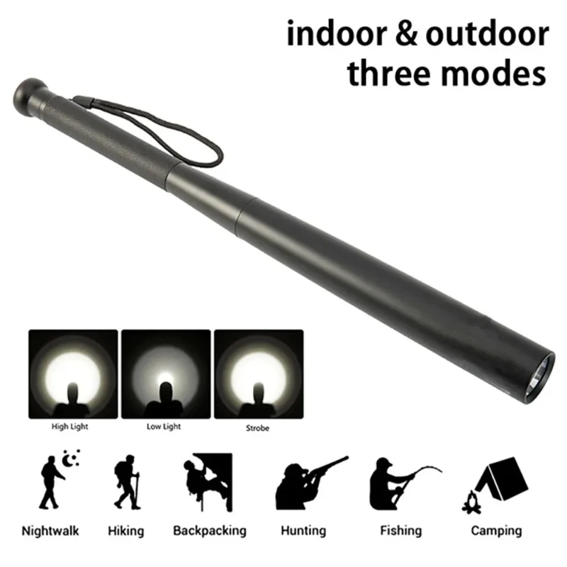 Ultra Bright Outdoor Self Defense Baseball Bat Flashlight Stick Emergency Personal Defense Torch Anti Riot Equipment Supplies