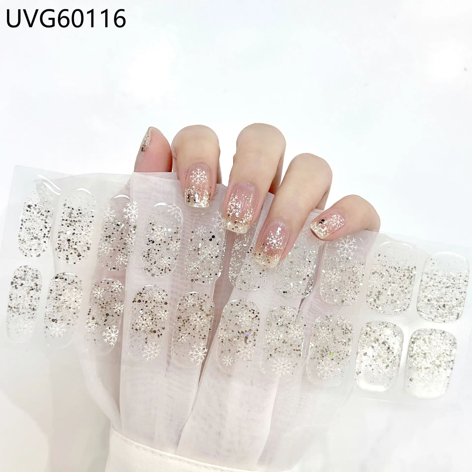 Autocollants pour ongles en gel semi-durci nude, adhésif, curseur, imperméable, longue durée, couverture complète Aurora, lampe UV nécessaire, 22 embouts