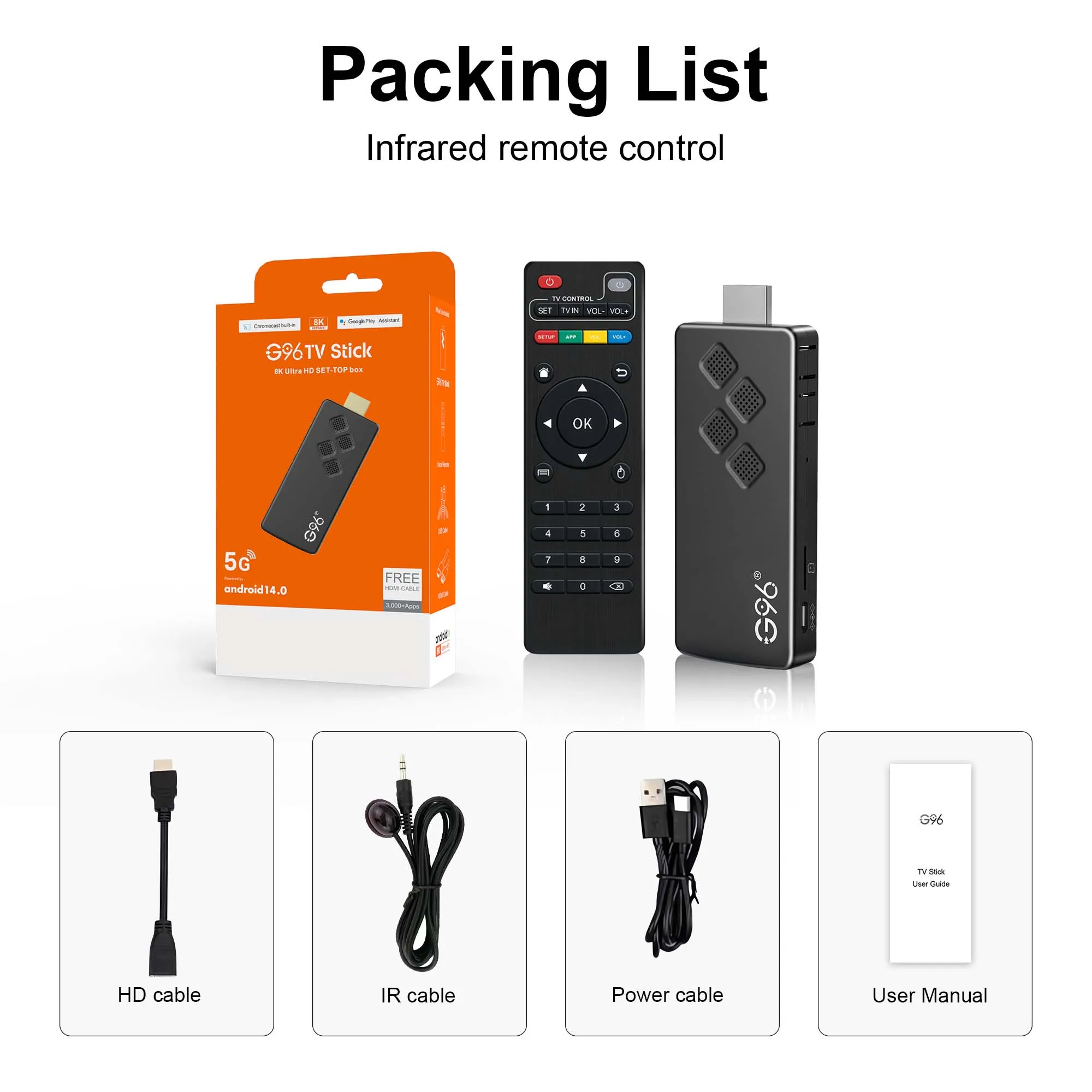 G96 haute performance android 13.0 8k ATV H313 2GB RAM 8GB ROM Q2 smart TV Stick télécommande infrarouge tv stick double Wifi