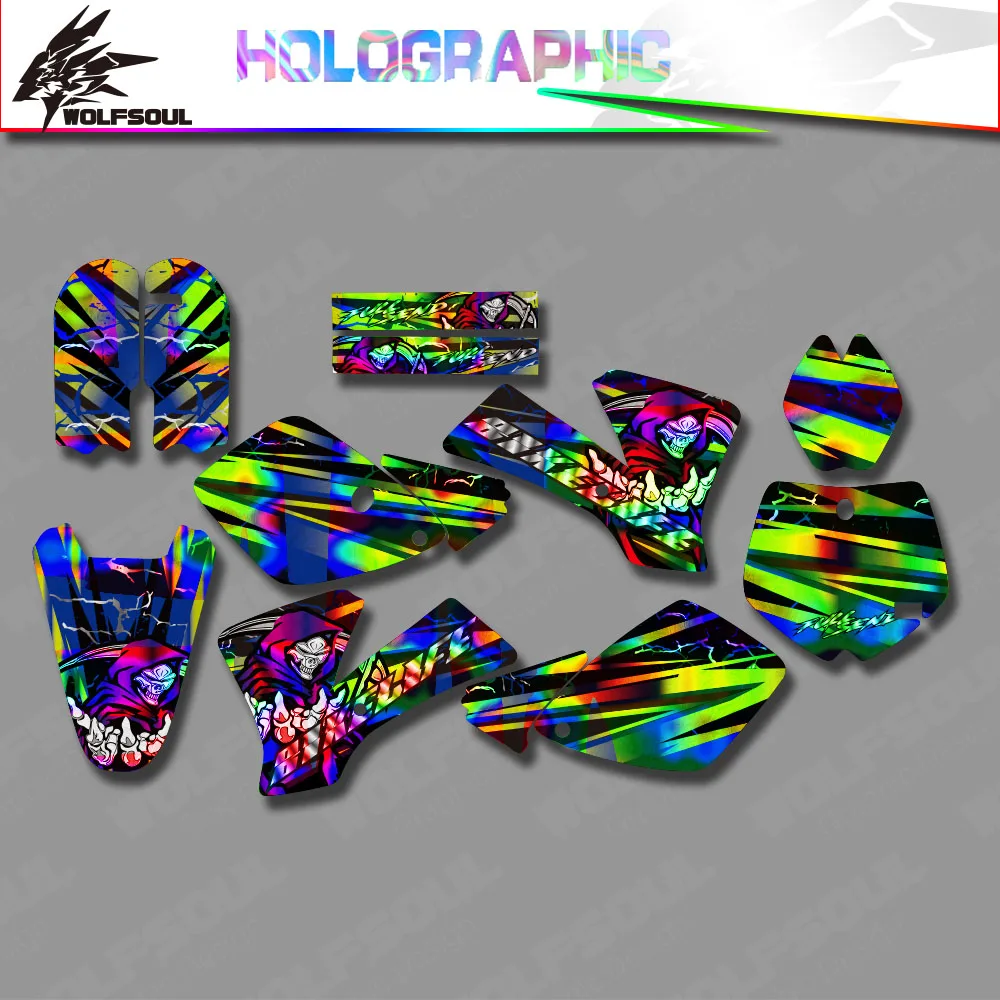 Motocross holographic Backgrounds Decals Graphics Stickers Kit FOR KTM SX65 SX 65 65SX 2002 2003 2004 2005 2006 2007 2008 Custom