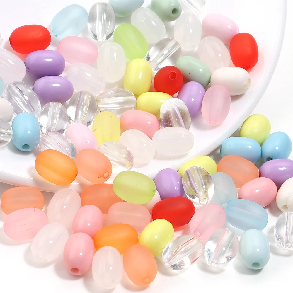 100 teile/los Barrel Acryl Perlen Bunte Acryl Oval Runde perlen Lose Spacer Perlen Für DIY Schmuck Machen Armband Halskette