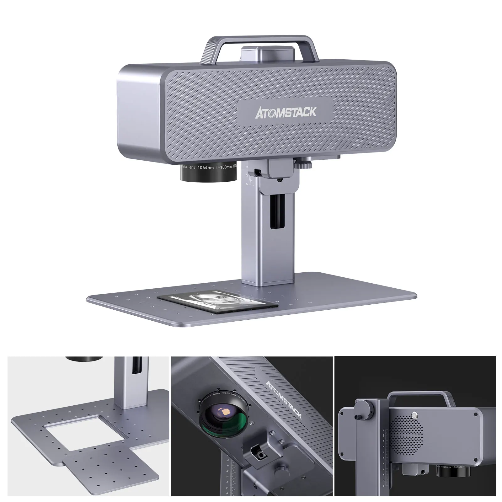 AtomStack-máquina de marcado infrarrojo 2 en 1, grabador de Metal manual de escritorio de alta precisión, impresora de bricolaje de velocidad rápida, 1064nm, M4, 12 m/s