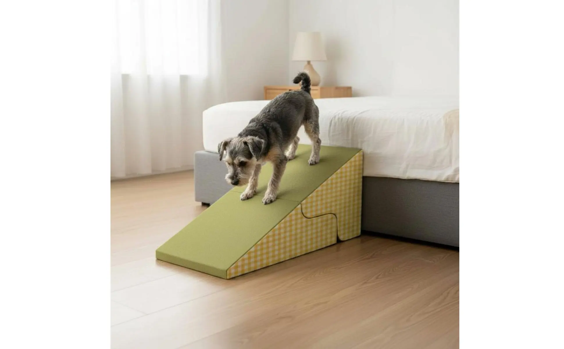 Transformable Pet Stairs Ramp Cleanable Cover Foldable Pet Ramp Three-Tier Dog Stairs Non-Slip Surface for Older Animals