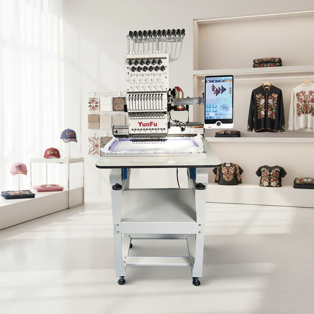 High Quality Single Head 12 Needles Automatic Computerized Embroidery Machine Durable For Textile Shops